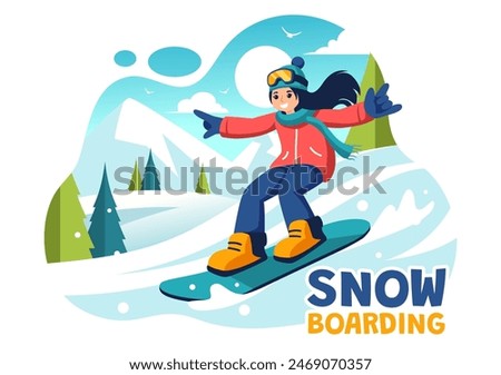 Similar – Image, Stock Photo Snowboarder jumping on snowy mountain