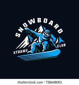 snowboarding vector silhouette, logo or emblem template