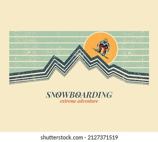 Diseño de impresión vintage Snowboard para camisetas, pegatinas, afiches y otros. Diseño de arte vectorial Snowboard.