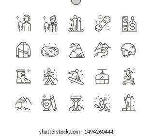 Snowboarding Well-crafted Pixel Perfect Vector Thin Line Icons 30 2x Grid for Web Graphics and Apps. Simple Minimal Pictogram