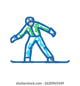 snowboarding winter season doodle icon sketch vector. snowboarding winter season sign. isolated symbol illustration