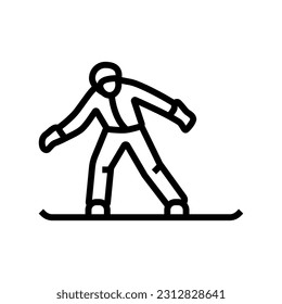 snowboarding winter season line icon vector. snowboarding winter season sign. isolated contour symbol black illustration