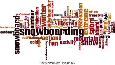 Snowboarding word cloud concept. Vector illustration