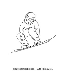 Snowbording vector illustration drawn in line art style