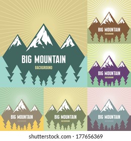 Snow  capped mountain peaks illustration    creative vector background  Different colors variations  Mountaineering concept layout  