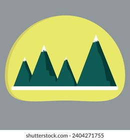 Snow-capped mountains against the background of the sun