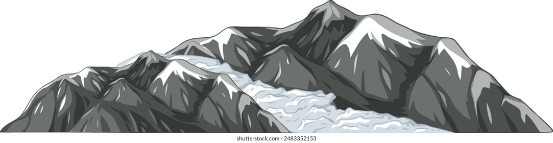 Snow-capped peaks with flowing glacier