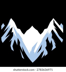 Snow-capped peaks of high mountains on a black background