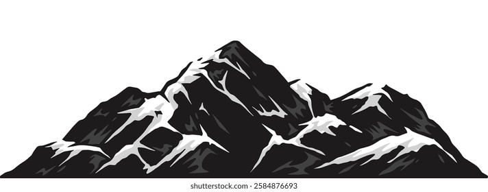 Snow-capped peaks rise dramatically against a clear bright sky showcasing the beauty of nature. The rugged mountain terrain reflects the power and grandeur of the landscape.