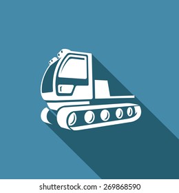 Snowcat Icon. Equipment For Preparation Of The Ski Slopes. Vector Illustration.