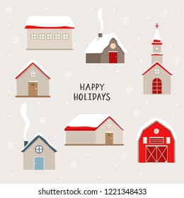 Snow-covered cute houses.