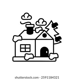 Snow-covered house vector icon stock illustration