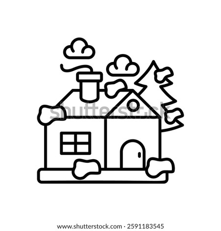 Snow-covered house vector icon stock illustration