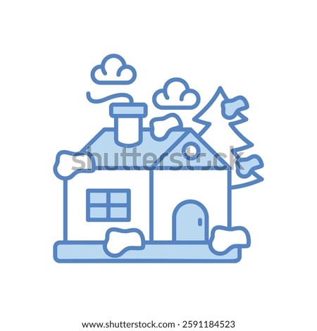 Snow-covered house vector icon stock illustration