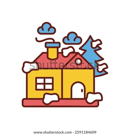 Snow-covered house vector icon stock illustration