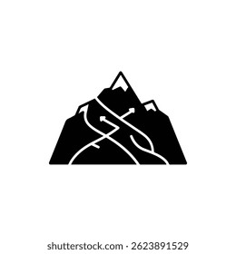 Snow-Covered Mountain with Ski Trail Lines Icon