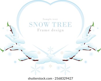 Snow-covered tree branches frame series-01 | Winter snow vector illustration