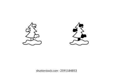 Snow-covered tree icons set vector stock illustration