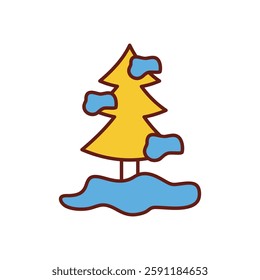 Snow-covered tree vector icon stock illustration