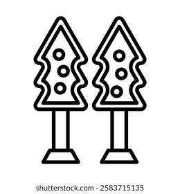 Snowcovered Tree Vector Line Icon Design