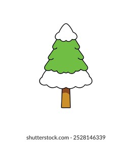 Ilustración vectorial invernal de árboles cubiertos de nieve, perfecta para diseños de temporada y decoraciones navideñas. Ideal para estampados inspirados en la naturaleza y decoración festiva en formatos digitales.