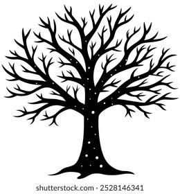 Snow-covered tree winter landscape vector illustration, perfect for seasonal designs and holiday decorations. Ideal for nature-inspired prints and festive decor in digital formats.