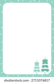 Árboles cubiertos de nieve e ilustración de fondo de frontera decorada con nieve