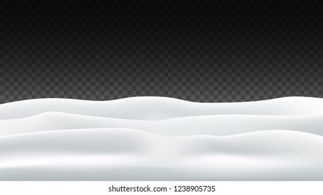 Snowdrift on transparent background for snowy landscape. Snow. Vector illustration.