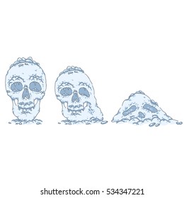 Snowdrift. Skull. Snow is melting.