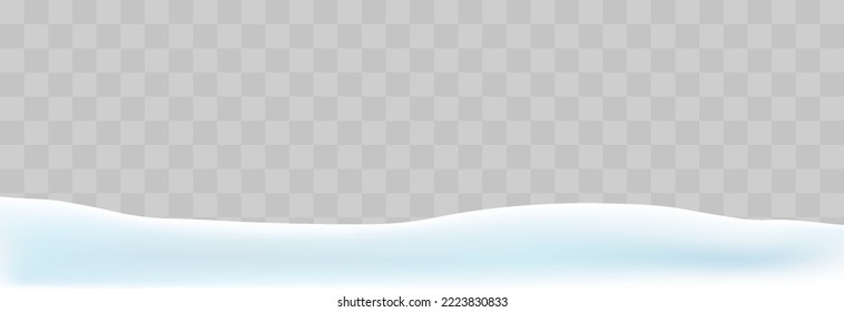 Snowdrifts isolated on png background. Snow landscape decoration, frozen hiils. Empty snowbanks field. Christmas vector illustration. Transparent background.