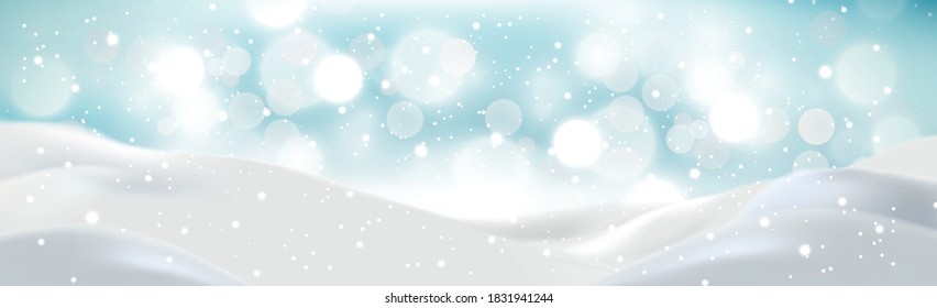 Snowdrifts on a background of blue sky with falling snow