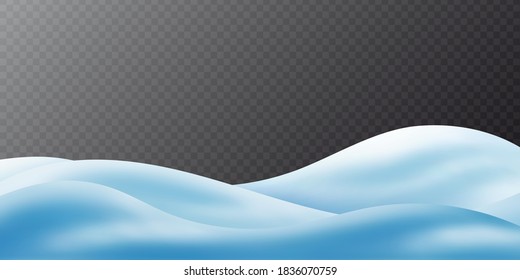 Snowdrifts on transparent background, panoramic image, vector illustration, EPS10