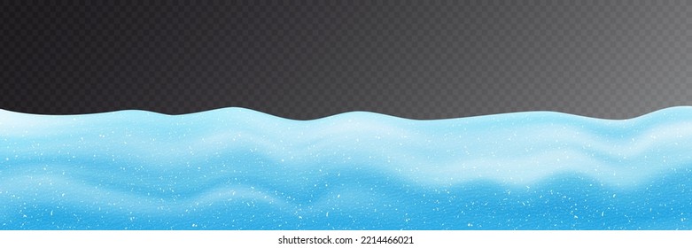 Snowdrifts on transparent background, panoramic image, winter illustration