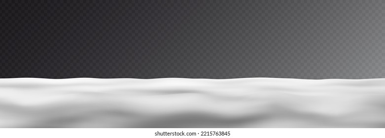 Snowdrifts on transparent background, panoramic image, winter illustration, shades of gray