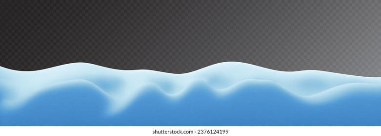 Snowdrifts on transparent background, panoramic image, winter illustration