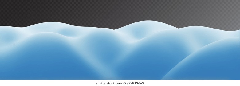 Snowdrifts on transparent background, panoramic image, winter illustration