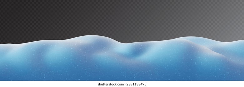 Snowdrifts on transparent background, panoramic image, winter illustration