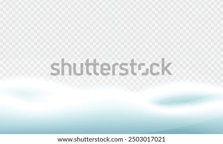Snowdrifts on transparent background panoramic image winter.