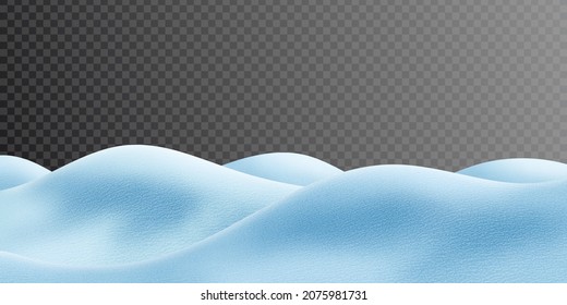 Snowdrifts on transparent background, snow texture, vector illustration