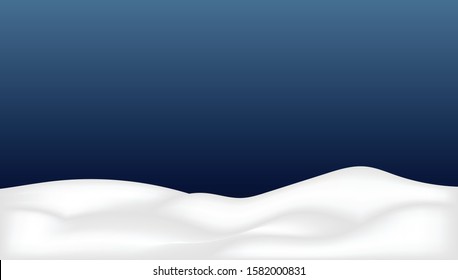 Snowdrifts on transparent. Frozen hills with snowbanks texture, empty snowbank fields panorama.  Christmas snow, white elements, holiday vector snow. Design template for winter and christmas.