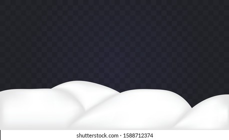 Snowdrifts on transparent.Snow field for decoration. Concept of Merry Christmas and Happy New Year. Winter landscape with falling christmas shining beautiful snow. vector.
