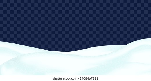 Saltos de nieve. Un paisaje invernal realista. Colinas nevadas blancas y esponjosas. Ilustración vectorial 3d realista aislada en un fondo transparente.