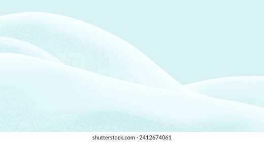 Snowdrifts. Winter realistic landscape. Sparkling fluffy white snowy hills. Realistic 3d vector illustration isolated on transparent background.