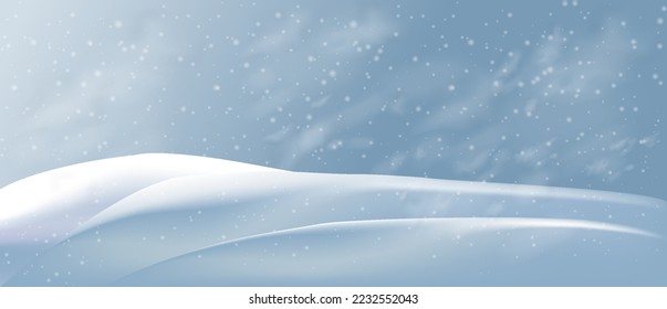 Snowdrifts and winter snowstorm vector background. Snow and wind vector illustration