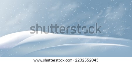 Snowdrifts and winter snowstorm vector background. Snow and wind vector illustration