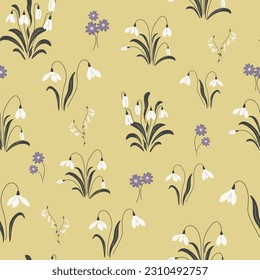 Snowdrop and anemone seamless pattern. This seamless pattern is a gentle reminder that spring has arrived. This pattern can be used in multiple design such as greeting cards, home decor, fashion etc