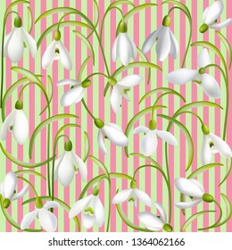 Snowdrop. Bouquet of snowdrops. Spring fragrance. Spring Flower.
Happy Mother's Day Template. Greeting card. Springtime. Vector illustration. 