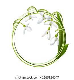 Snowdrop. Bouquet of snowdrops. Spring fragrance. Spring Flower.
Happy Mother's Day Template. Greeting card. Springtime. Vector illustration. 
