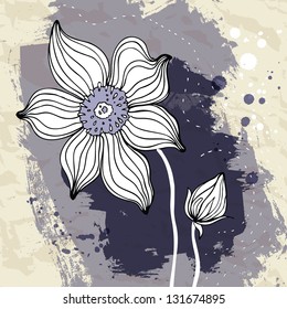 Snowdrop flower. Crumpled paper background. Vector illustration.