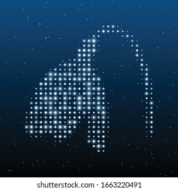 The snowdrop flower filled with white dots. Vector illustration on blue background with stars